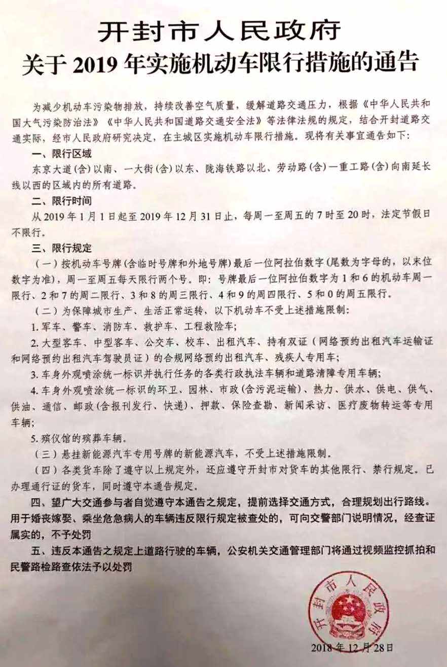 开封限号规定最新2022图片